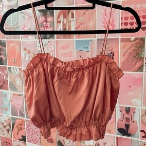 Shein Pink Cropped Blouse